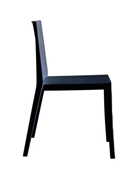 Bistro Dining Chair Slatted Back Polypropylene Indoors &amp Outdoors 400x420x800mm Black | Stalwart DA-P184BLACK