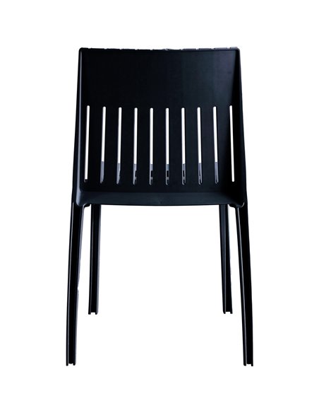 Bistro Dining Chair Slatted Back Polypropylene Indoors &amp Outdoors 400x420x800mm Black | Stalwart DA-P184BLACK