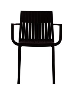 Bistro Dining Chair Slatted Back with Armrests Polypropylene Indoors &amp Outdoors 570x420x800mm Black | Stalwart DA-P185BLACK 2