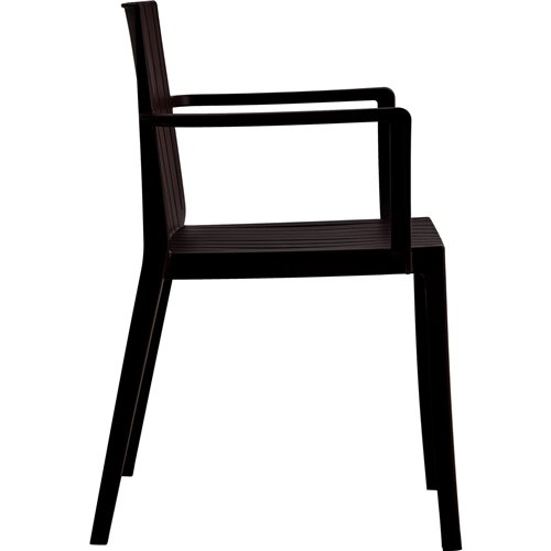 Bistro Dining Chair Slatted Back with Armrests Polypropylene Indoors &amp Outdoors 570x420x800mm Black | Stalwart DA-P185BLACK