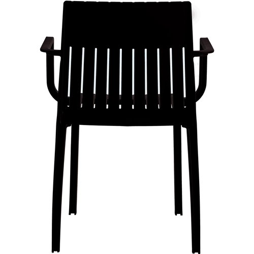 Bistro Dining Chair Slatted Back with Armrests Polypropylene Indoors &amp Outdoors 570x420x800mm Black | Stalwart DA-P185BLACK