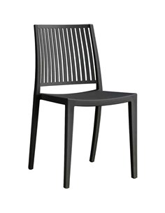 Bistro Dining Chair Vertical Slat Backrest Polypropylene Indoors &amp Outdoors 420x400x810mm Black | Stalwart DA-P190BLACK