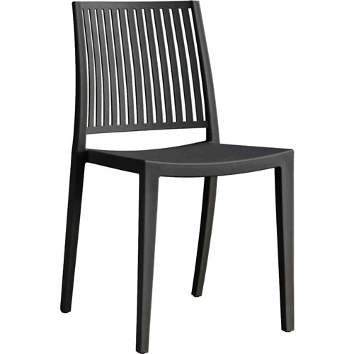 Bistro Dining Chair Vertical Slat Backrest Polypropylene Indoors &amp Outdoors 420x400x810mm Black | Stalwart DA-P190BLACK