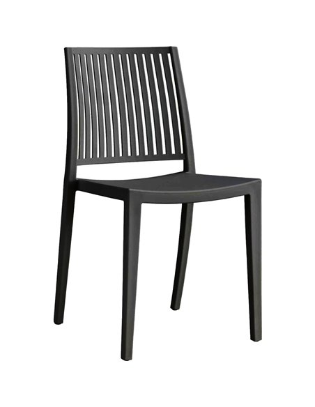Bistro Dining Chair Vertical Slat Backrest Polypropylene Indoors &amp Outdoors 420x400x810mm Black | Stalwart DA-P190BLACK
