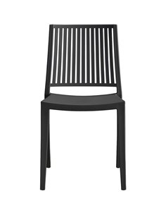 Bistro Dining Chair Vertical Slat Backrest Polypropylene Indoors &amp Outdoors 420x400x810mm Black | Stalwart DA-P190BLACK 2
