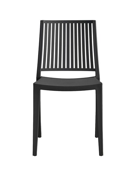 Bistro Dining Chair Vertical Slat Backrest Polypropylene Indoors &amp Outdoors 420x400x810mm Black | Stalwart DA-P190BLACK
