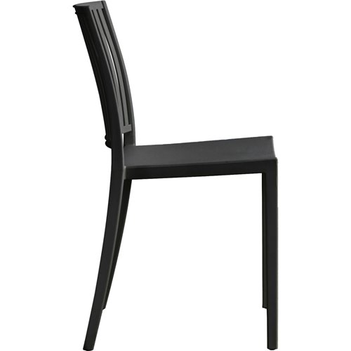 Bistro Dining Chair Vertical Slat Backrest Polypropylene Indoors &amp Outdoors 420x400x810mm Black | Stalwart DA-P190BLACK