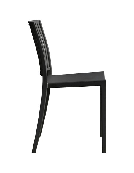 Bistro Dining Chair Vertical Slat Backrest Polypropylene Indoors &amp Outdoors 420x400x810mm Black | Stalwart DA-P190BLACK
