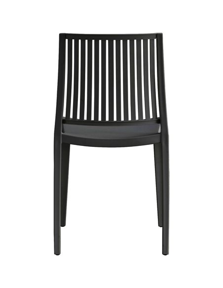 Bistro Dining Chair Vertical Slat Backrest Polypropylene Indoors &amp Outdoors 420x400x810mm Black | Stalwart DA-P190BLACK
