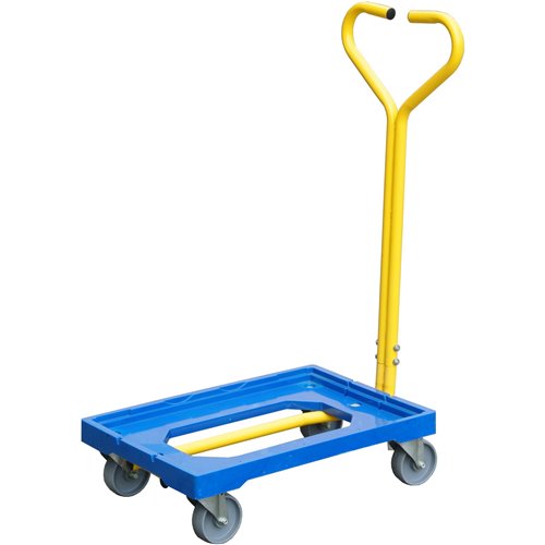 Plastic Dolly Trolley with Swivel Castors &amp Removable Handle for Small Crates 610x410mm Max Size | Stalwart DA-PCD6040C