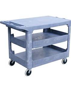 Professional Heavy Duty 3-Tier Plastic Utility Trolley with Flat Top &amp 227kg Capacity 920x640mm | Stalwart DA-PFC92643A