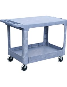 Professional Heavy Duty 2-Tier Plastic Utility Trolley with Raised Edge Top &amp 227kg Capacity 790x430mm | Stalwart DA-PSC79432