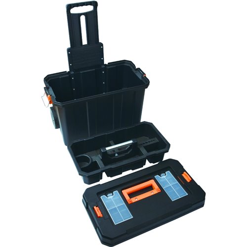 Heavy Duty Rolling Tool Box with Telescopic Handle &amp Internal Tool Tray 590x340x410 mm | Stalwart DA-MW2060