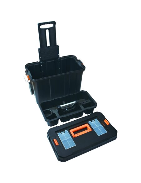 Heavy Duty Rolling Tool Box with Telescopic Handle &amp Internal Tool Tray 590x340x410 mm | Stalwart DA-MW2060
