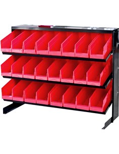 Professional 3 Tier Steel Floor Standing Storage Bin Rack with 24 Removable Bins 60kg Capacity | Stalwart DA-SBRT1124