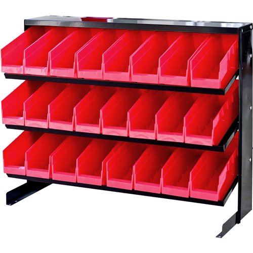 Professional 3 Tier Steel Floor Standing Storage Bin Rack with 24 Removable Bins 60kg Capacity | Stalwart DA-SBRT1124