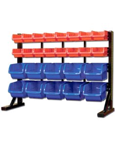 Professional 4-Tier Bin Rack with 26 Plastic Storage Bins 910x310x660mm | Stalwart DA-SBRT3626