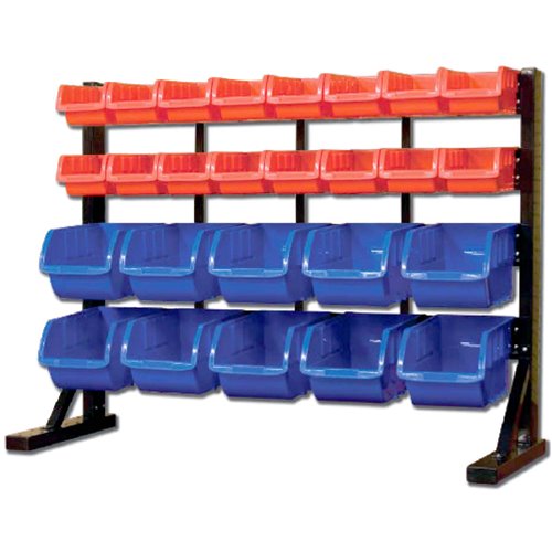 Professional 4-Tier Bin Rack with 26 Plastic Storage Bins 910x310x660mm | Stalwart DA-SBRT3626