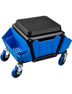 Mobile Rolling Mechanic Stool with Tool Storage Drawer and Side Trays 150kg (330lbs) Capacity 589x269x290mm | Stalwart DA-MW901N