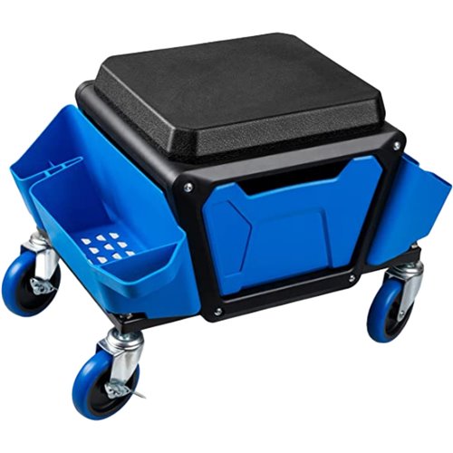 Mobile Rolling Mechanic Stool with Tool Storage Drawer and Side Trays 150kg (330lbs) Capacity 589x269x290mm | Stalwart DA-MW901N