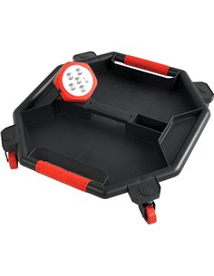 Mobile Rolling Mechanic Tray with Magnetic Worklight Mount and 4 Swivel Casters 480x465x90mm | Stalwart DA-MW903N