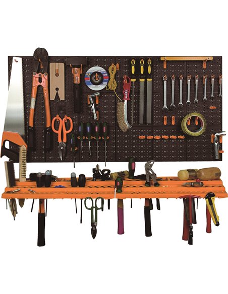 Professional Modular Pegboard Wall Tool Organizer with 2 Shelves 50 Hooks 2 x 958x533mm | Stalwart DA-MWWK5400
