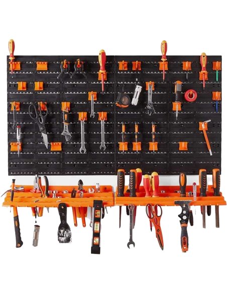 Professional Modular Pegboard Wall Tool Organizer with 2 Shelves 50 Hooks 2 x 958x533mm | Stalwart DA-MWWK5400