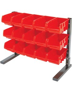 Professional 3 Tier Steel Floor Standing Storage Bin Rack with 15 Removable Bins 540x310x400mm | Stalwart DA-SBRT2115