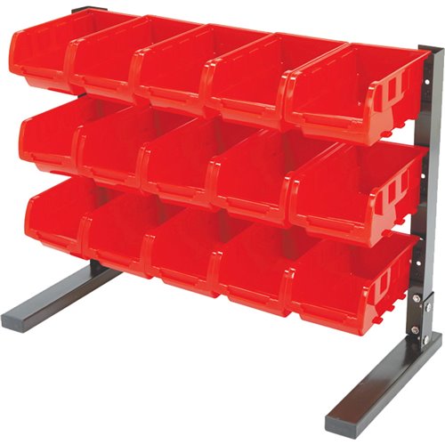 Professional 3 Tier Steel Floor Standing Storage Bin Rack with 15 Removable Bins 540x310x400mm | Stalwart DA-SBRT2115
