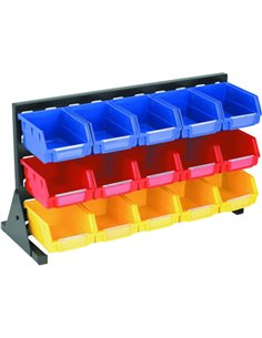 Professional 3 Tier Steel Floor Standing Storage Bin Rack with 15 Removable Bins 45kg Capacity 530x250x330mm | Stalwart DA-SBRT2