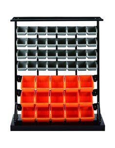 Professional Heavy Duty 7 Tier Steel Floor Standing Storage Bin Rack with 47 Removable Bins | Stalwart DA-SBRF3747HD