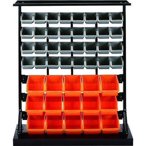 Professional Heavy Duty 7 Tier Steel Floor Standing Storage Bin Rack with 47 Removable Bins | Stalwart DA-SBRF3747HD