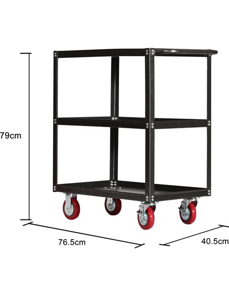 Workshop Utility Trolley Cart 3-Tier 405x765x810mm | Stalwart DA-FS303