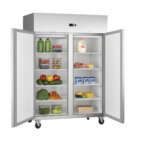 Commercial 1200 Litre Fridge Double Door Stainless steel Refrigerator  GN 2/1 Rapid Fan cooling | R1200S