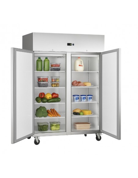 Commercial 1200 Litre Fridge Double Door Stainless steel Refrigerator  GN 2/1 Rapid Fan cooling | R1200S