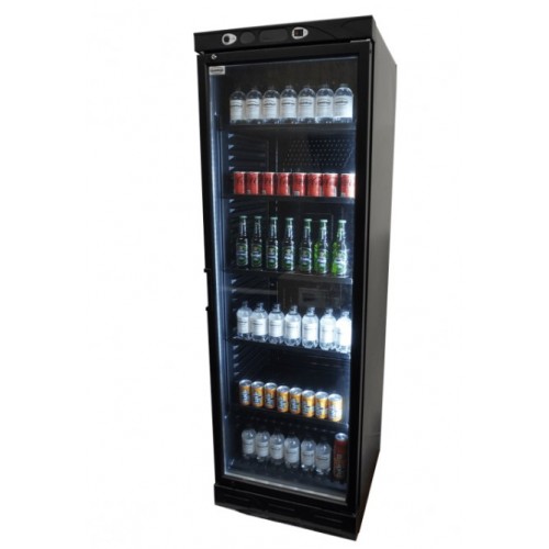 Commercial Display Fridge 382L – 1 Glass Door Upright Refrigerator, Black Finish