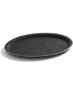 Non-skid Serving tray Fiberglass Oval 27&quot Black | Stalwart DA-WHF2700