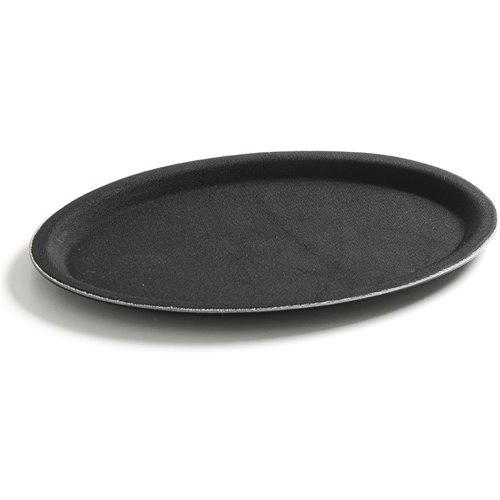 Non-skid Serving tray Fiberglass Oval 27&quot Black | Stalwart DA-WHF2700