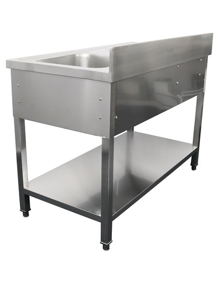 Commercial Sink with 1 drawer Stainless steel 1 bowl Right Bottom shelf Splashback 1400x600x950mm | Stalwart DA-DSA140601DR