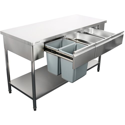 Premium Commercial Work table with 3 drawers Stainless steel Bottom shelf 1500x600x900mm | Stalwart DA-W218150603D