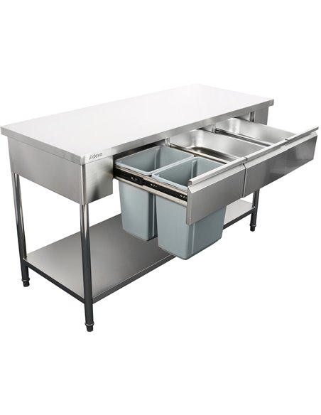 Premium Commercial Work table with 3 drawers Stainless steel Bottom shelf 1500x700x900mm | Stalwart DA-W218150703D