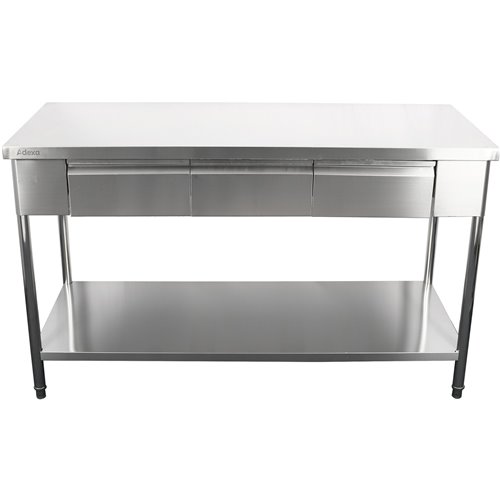 Premium Commercial Work table with 3 drawers Stainless steel Bottom shelf 1800x700x900mm | Stalwart DA-W218180703D