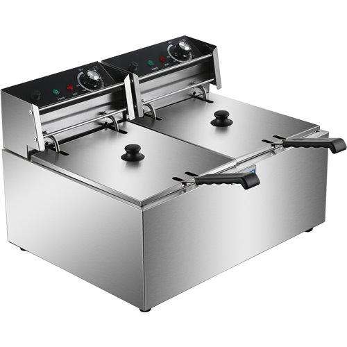 Commercial Fryer Double Electric 2x8 litre 5.6kW Countertop | Stalwart DA-HEF89