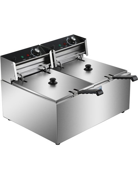 Commercial Fryer Double Electric 2x8 litre 5.6kW Countertop | Stalwart DA-HEF89