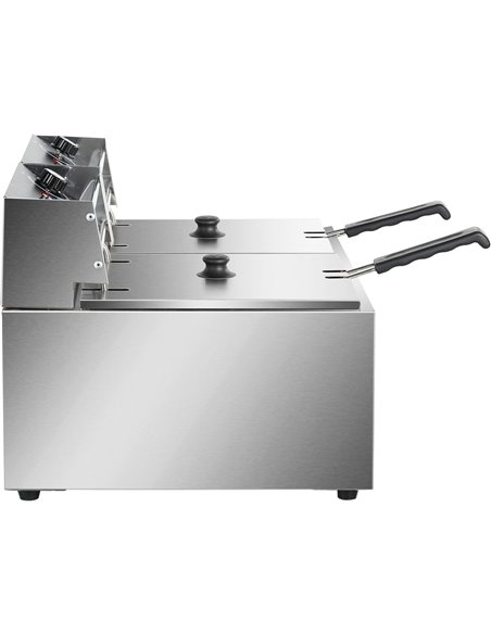 Commercial Fryer Double Electric 2x8 litre 5.6kW Countertop | Stalwart DA-HEF89