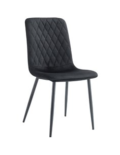 Bistro Dining Chair Black Velvet Fabric Diamond Stitching Indoors &amp Outdoors 440x530x930mm | Stalwart DA-HYDC008BLACK
