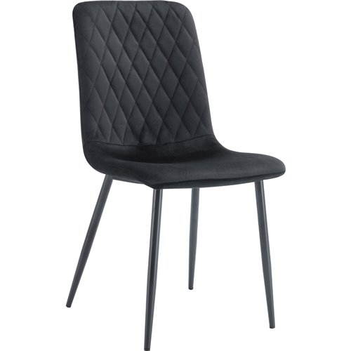 Bistro Dining Chair Black Velvet Fabric Diamond Stitching Indoors &amp Outdoors 440x530x930mm | Stalwart DA-HYDC008BLACK