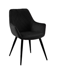 Bistro Dining Chair with Armrests Black Velvet Fabric Diamond Stitching Indoors &amp Outdoors 570x660x880mm | Stalwart DA-HYDC04