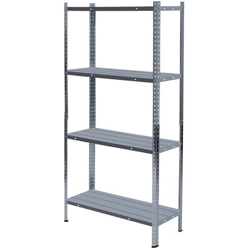 Galvanized Steel Shelving Unit 4-Tier 120kg Capacity (30kg per shelf) 670x260x1270mm | Stalwart DA-KFT26