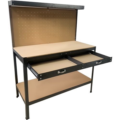 Professional Steel Workbench with Pegboard and Drawers 230kg Max Load 1100x540x1400mm | Stalwart DA-KWT28
